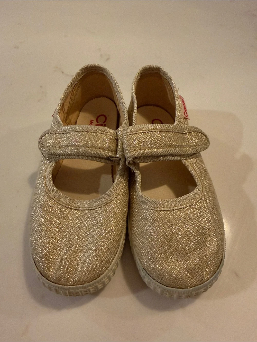 Cienta Gold Glitter Mary Jane Sneakers Toddler Size 26